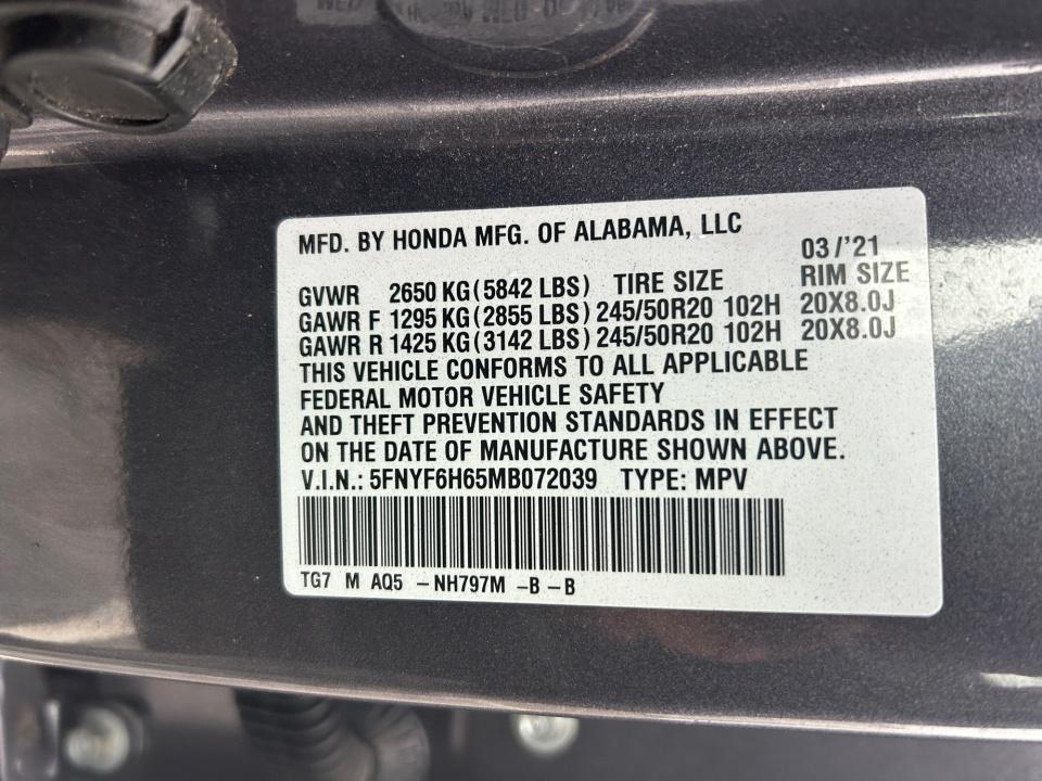 2021 Honda Pilot Touring 7-Passenger
