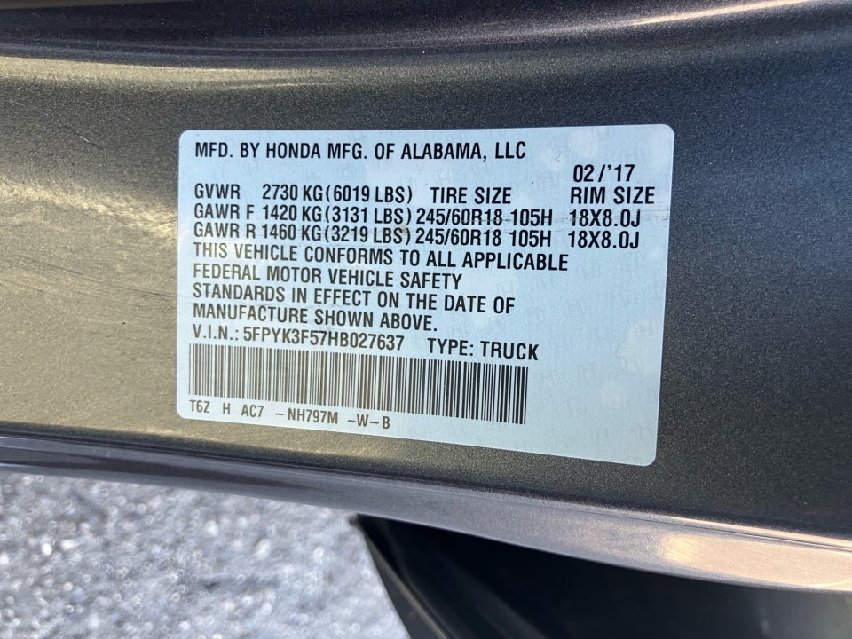 2017 Honda Ridgeline RTL