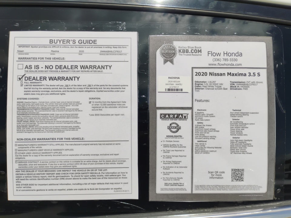 2020 Nissan Maxima S Xtronic CVT