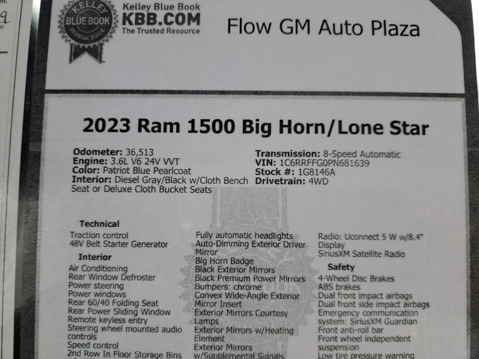 2023 RAM 1500 Big Horn Crew Cab 4x4 5'7" Box