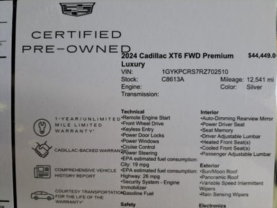 2024 Cadillac XT6 FWD Premium Luxury
