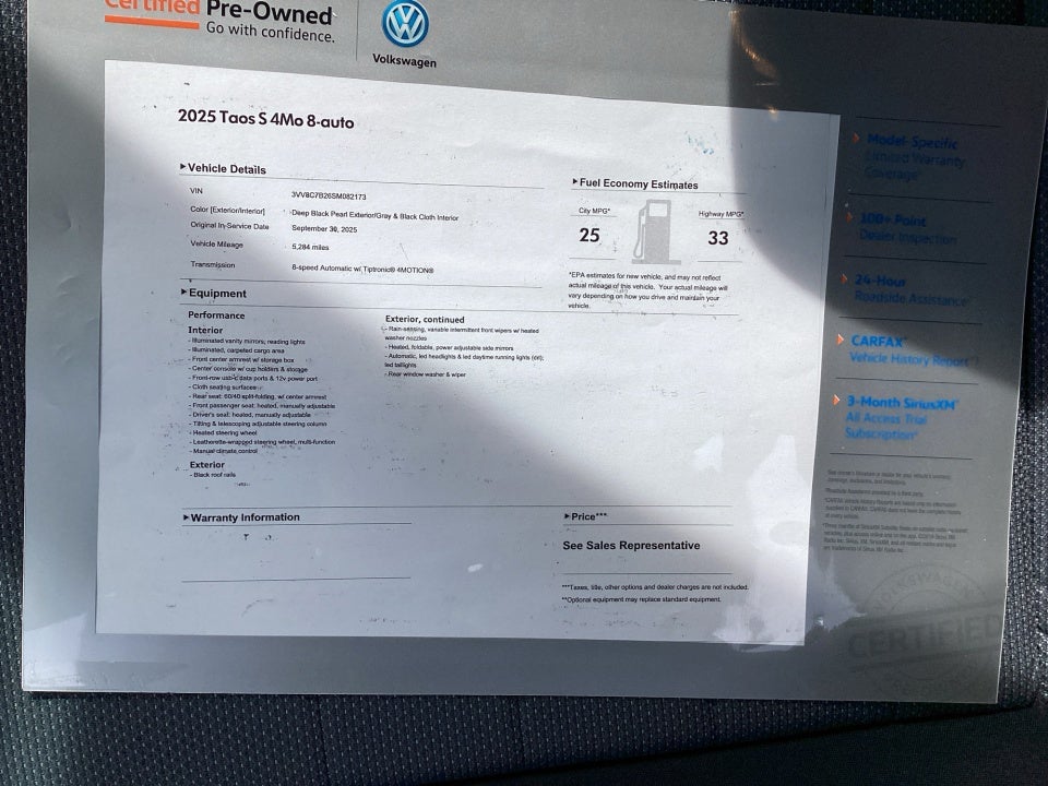 2025 Volkswagen Taos 1.5T S