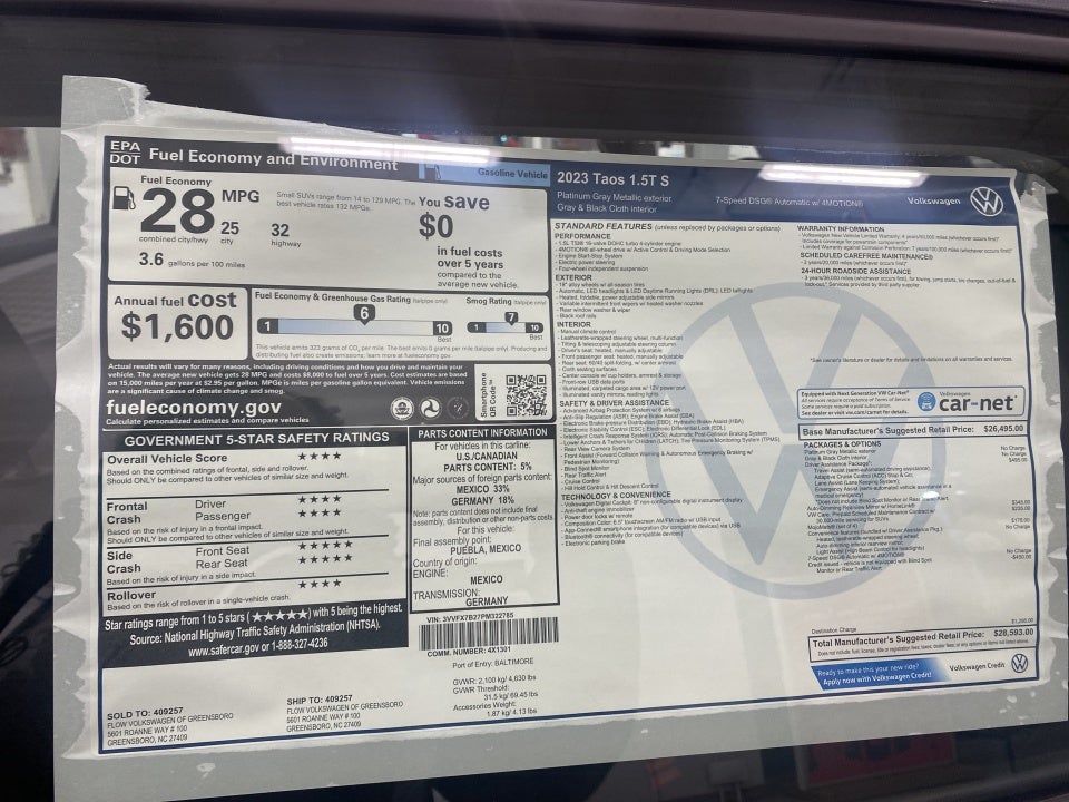 2023 Volkswagen Taos 1.5T S