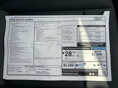 2026 Audi A3 Premium Plus 40 TFSI quattro S tronic