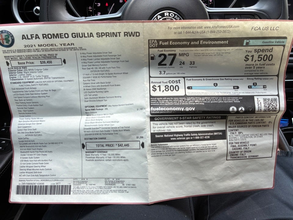2021 Alfa Romeo Giulia Sprint
